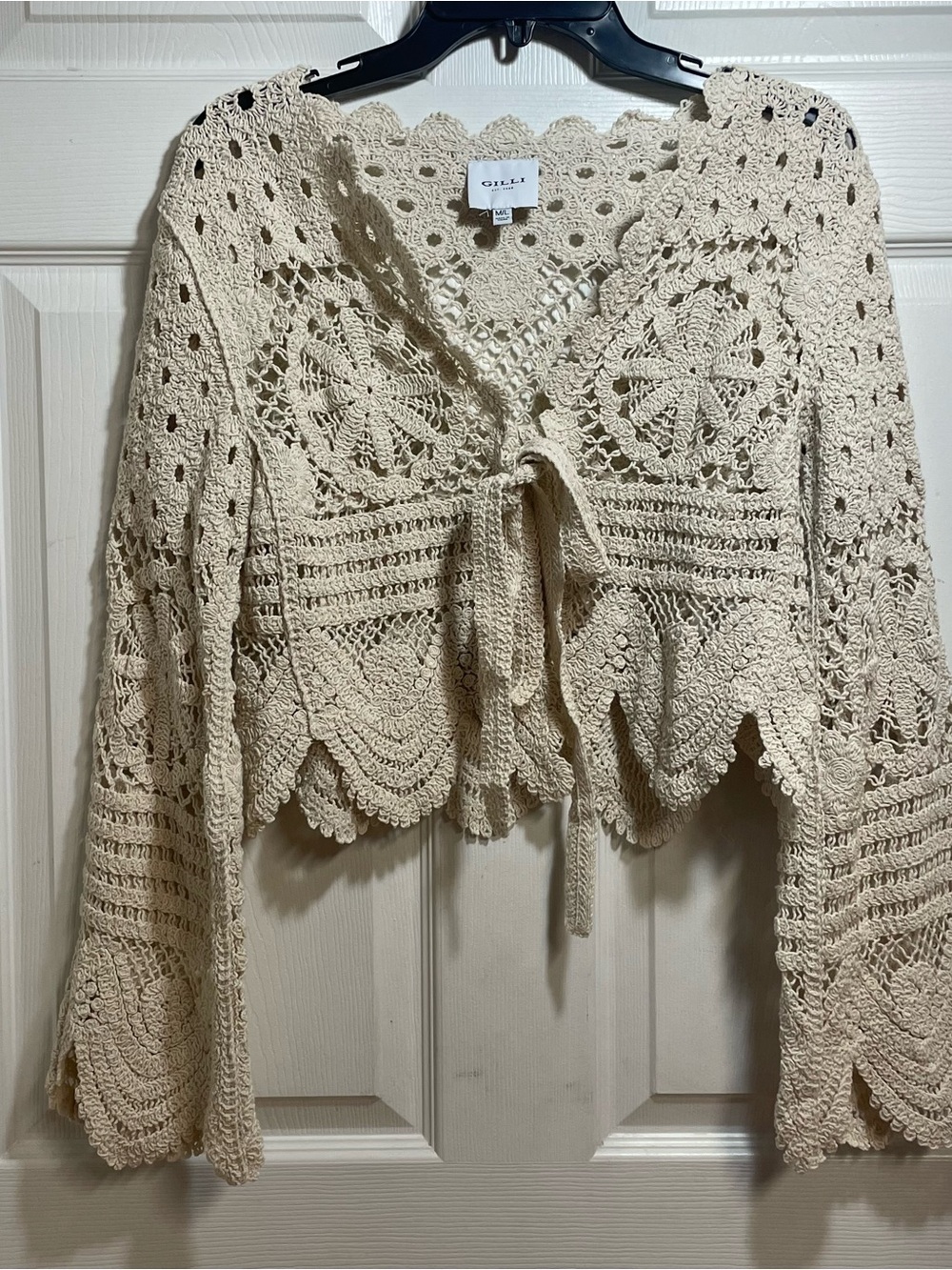 Y2K Boho Cream Gilli Cardigan Bell Sleeves